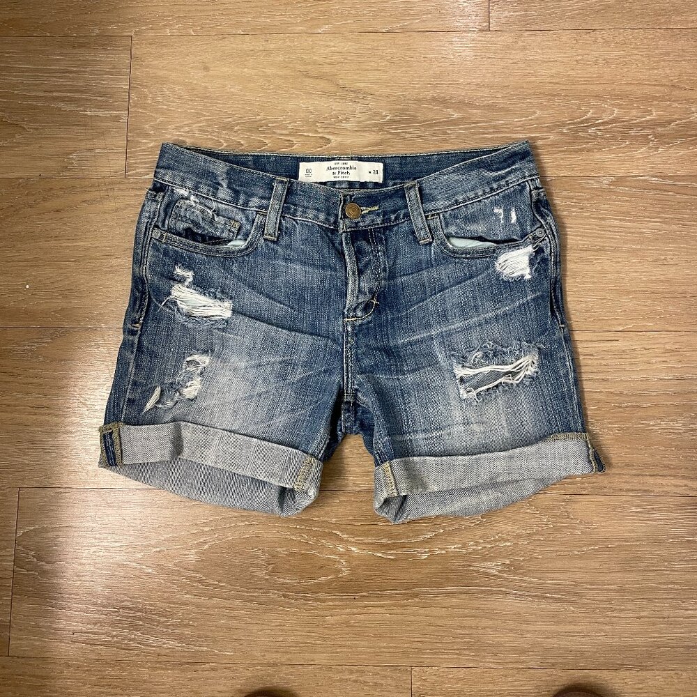 Y2K Abercrombie & Fitch Low Rise Distressed Denim Jeans w/ Cuff